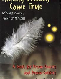 Book cover with title and feather floating over spiral